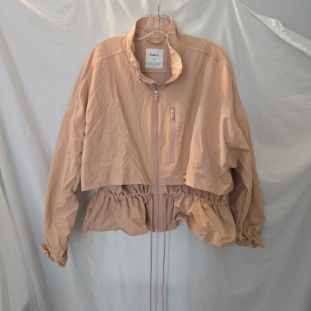 Gap Fit Travel Trench New English Rose Jacket Women's Sz XXL‎ Elastic Waist Crop